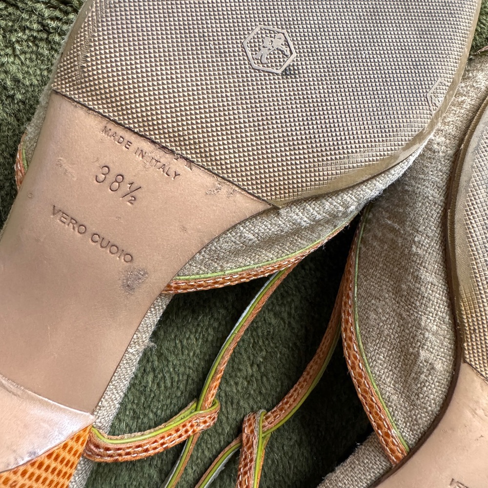 Prada Women's Vibrant Orange and Beige Heels 38.5 size - Picture 6 of 8